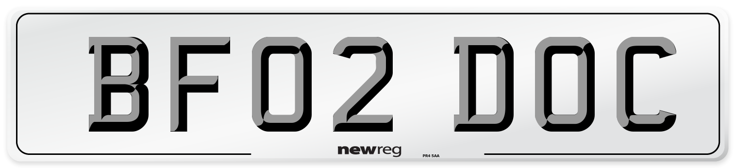BF02 DOC Number Plate from New Reg